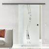 Glasschiebetür Augsburg mit anthrazitschwarzer Laufschiene und eingelassenem Muschelgriff