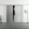 Zweiflügelige satinierte Glasschiebetür mit Stangengriffen am Levidor Slimline Schienensystem