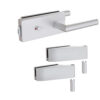 Levidor Glastür-Beschlagset LE-WCSS-E-AL, Bohrbild Studio/Studio, eckig, mit WC-Verriegelung, Aluminium eloxiert