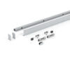 Laufschiene Set für Glasschiebetür 1-flügelig: Levidor Slimline Aluminium-Laufschiene 2000 mm mit Abdeckblende, Laufwagen, Klemmbacken und Türstopper