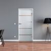 Ganzglastür Berlin mit vier klaren Querstreifen, Bohrbild Office/Studio