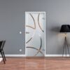 Satinierte Ganzglastür Coburg mit klarem Kreisbogen-Dekor, Bohrbild Studio/Studio