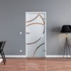 Satinierte Ganzglastür Dresden mit großzügigem Bogendekor, Bohrbild Studio/Studio