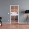 Ganzglastür Stuttgart aus Klarglas mit satiniertem Quadratraster, Bohrbild Studio/Studio